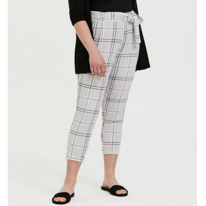 TORRID | Sz 0 XL | Windowpane Pull-On Tapered Crop Stretch Crepe High-Rise Pants